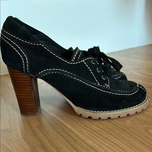 See by Chloe Black Suede heeled loafers